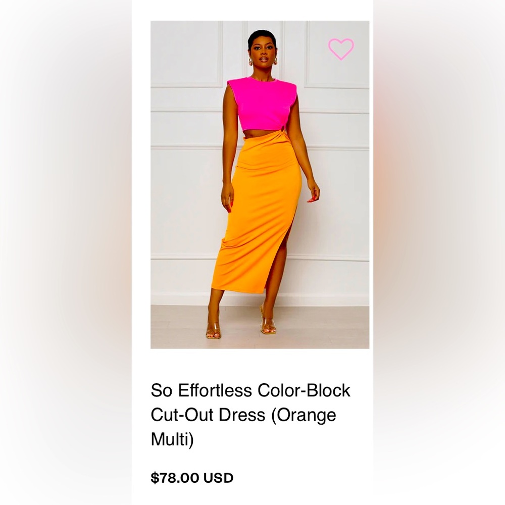 Lilly’s Kloset So effortless cut out color block dress. Red and pink, size Med.